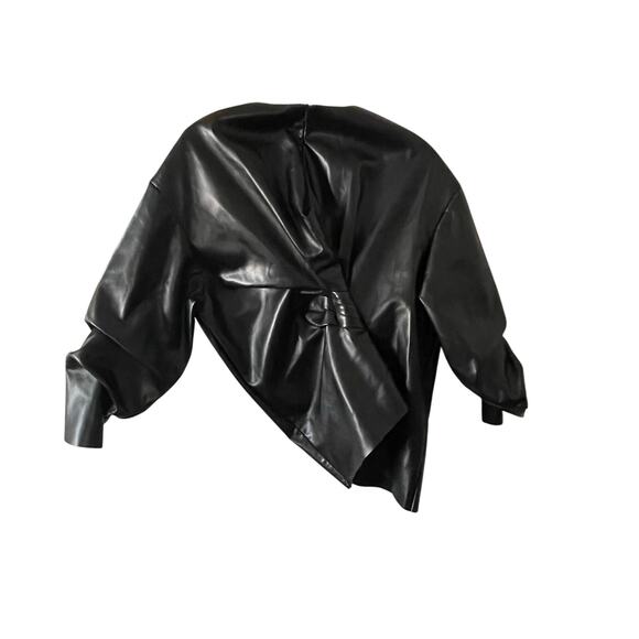 A.W.A.K.E. Mode Asymmetric Vegan Leather Top Black Avant Garde Size S - Picture 4 of 11